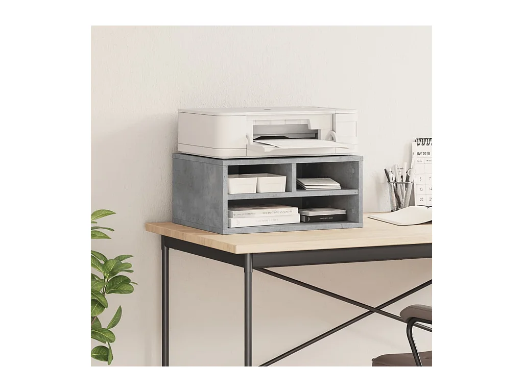 Support d'imprimante gris béton 49x40x22,5 cm bois d'ingénierie