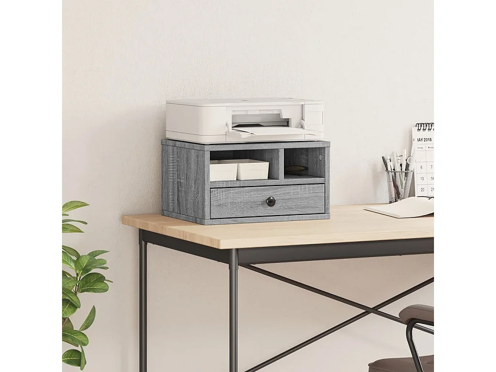 Soporte para impresora Sonoma gris 40x32x22,5cm madera contrachapada