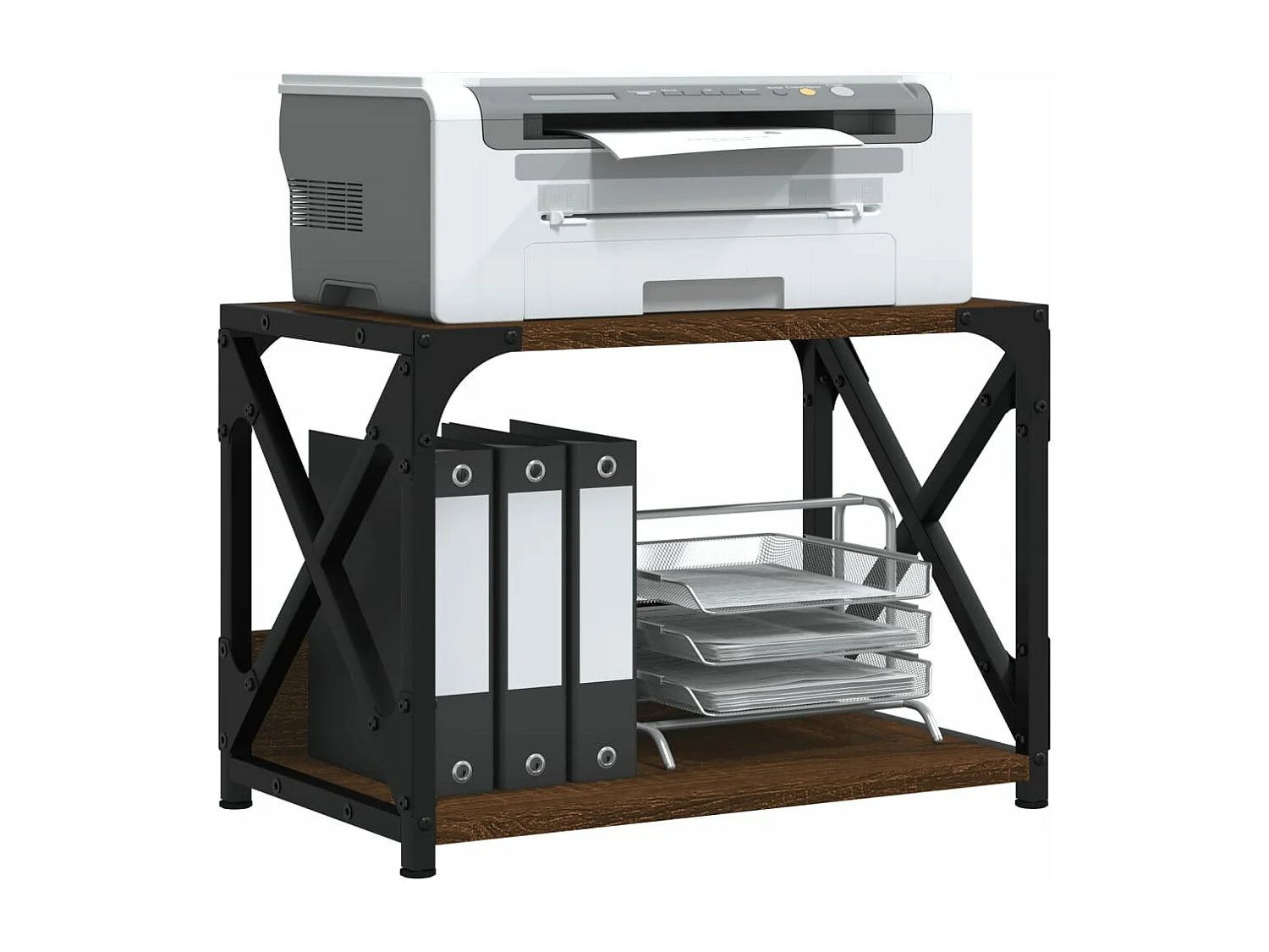 2-laags printerstandaard eiken bruin 44x26x31,5 cm