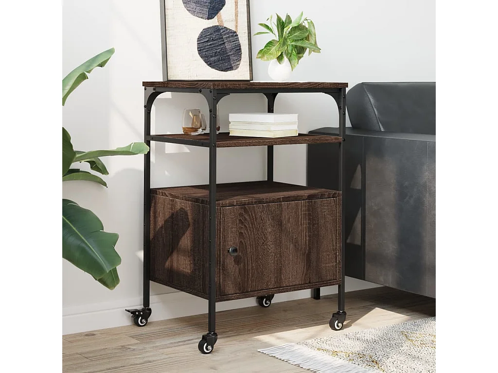 Suporte para impressora de 3 camadas carvalho marrom 50x40x76 cm