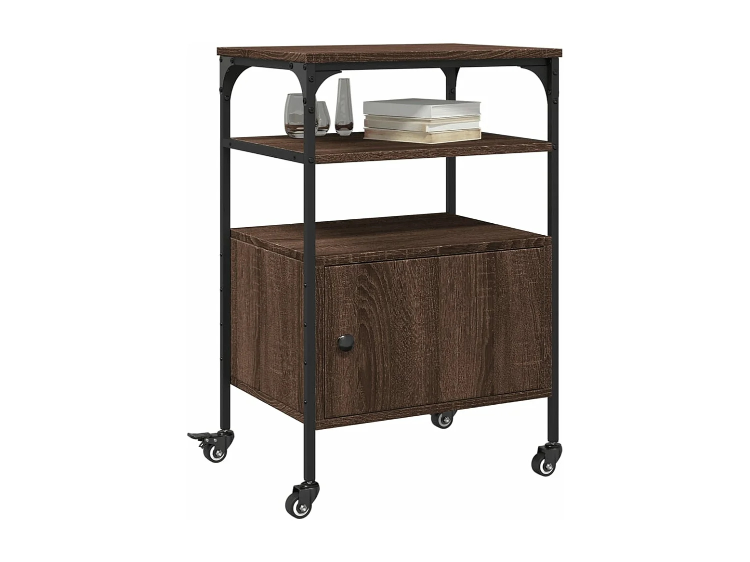 Suporte para impressora de 3 camadas carvalho marrom 50x40x76 cm