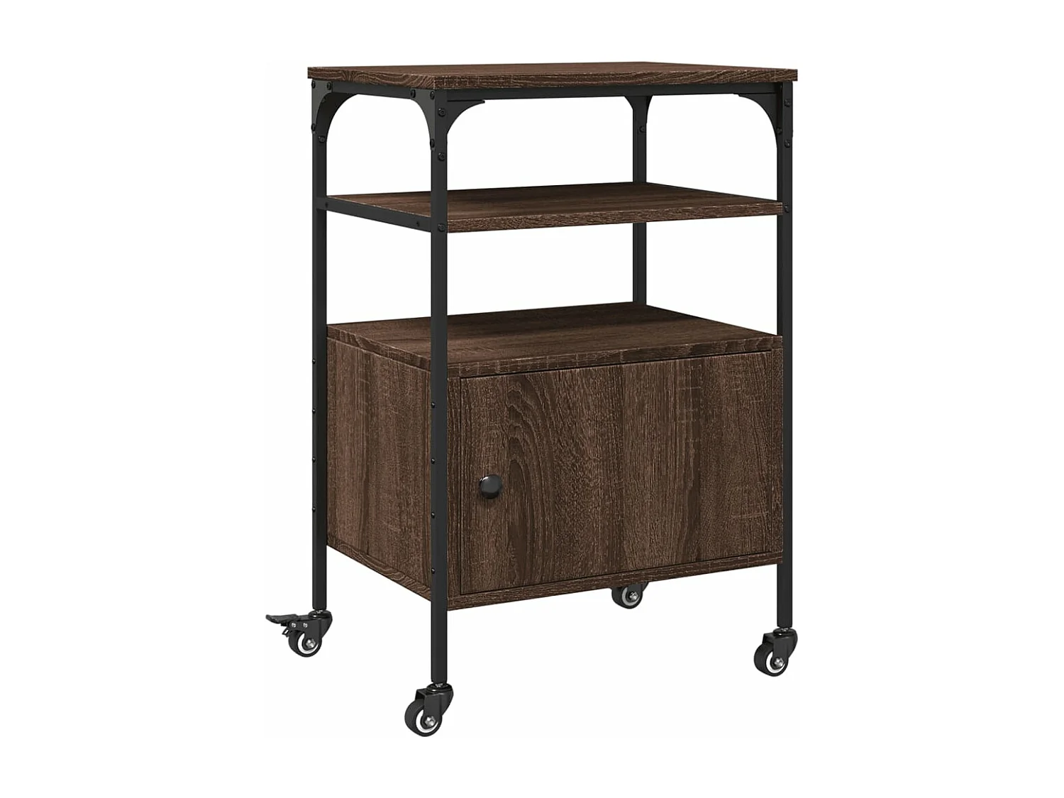 Support d'imprimante à 3 niveaux chêne marron 50x40x76 cm