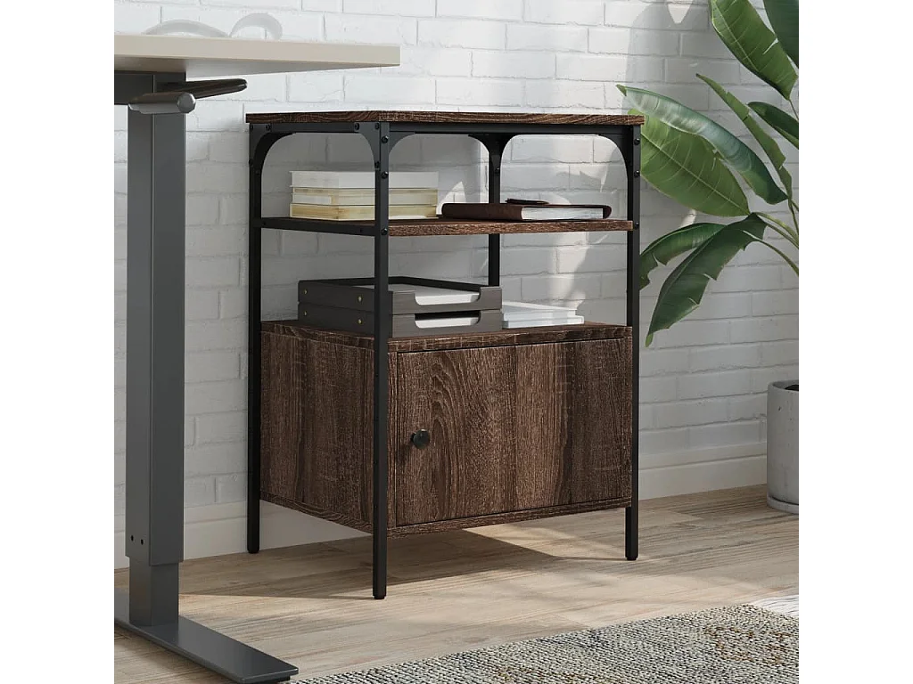 Support d'imprimante à 3 niveaux chêne marron 50x40x76 cm