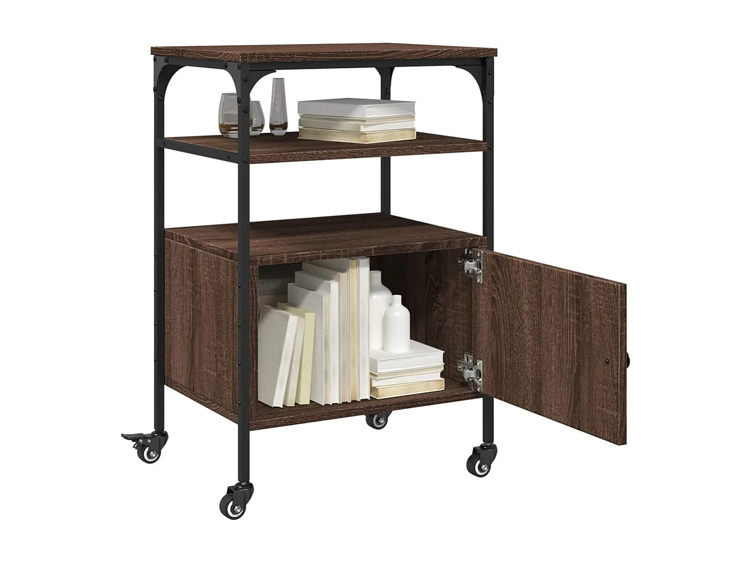 Support d'imprimante à 3 niveaux chêne marron 50x40x76 cm