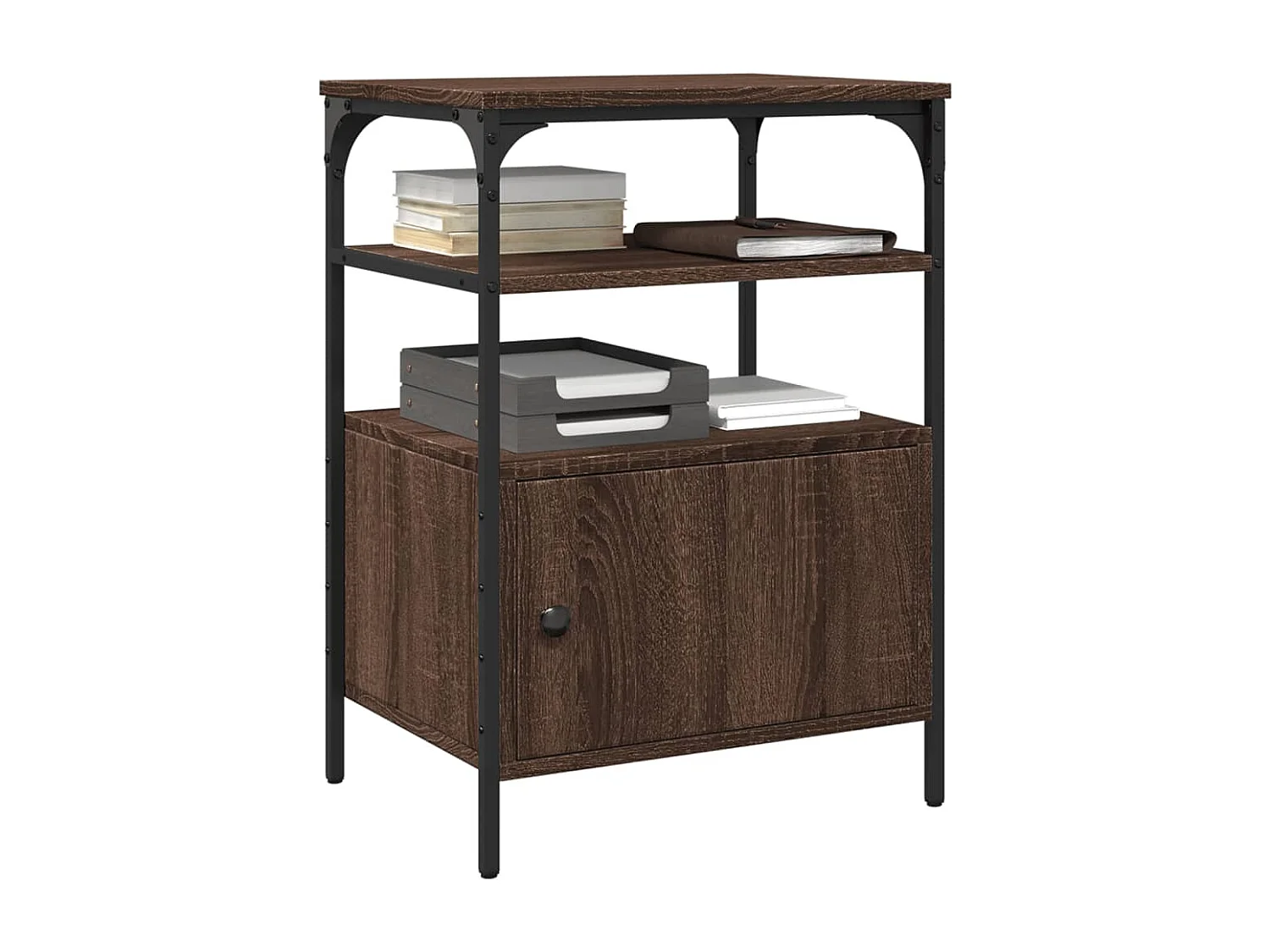 Support d'imprimante à 3 niveaux chêne marron 50x40x76 cm