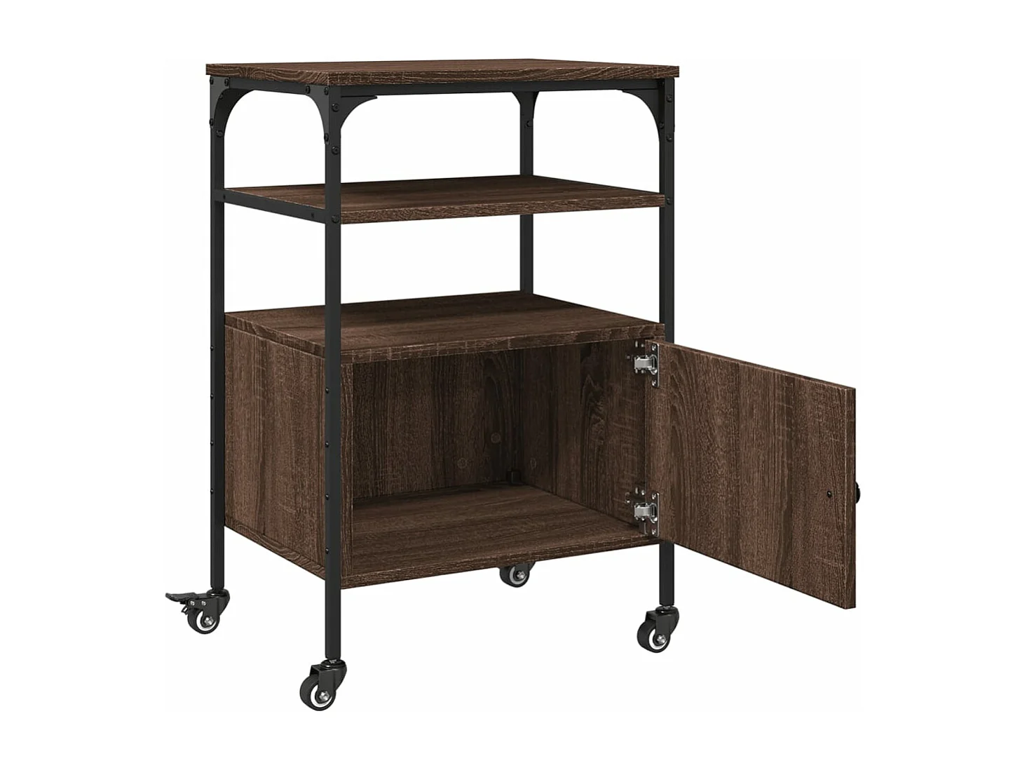 Support d'imprimante à 3 niveaux chêne marron 50x40x76 cm