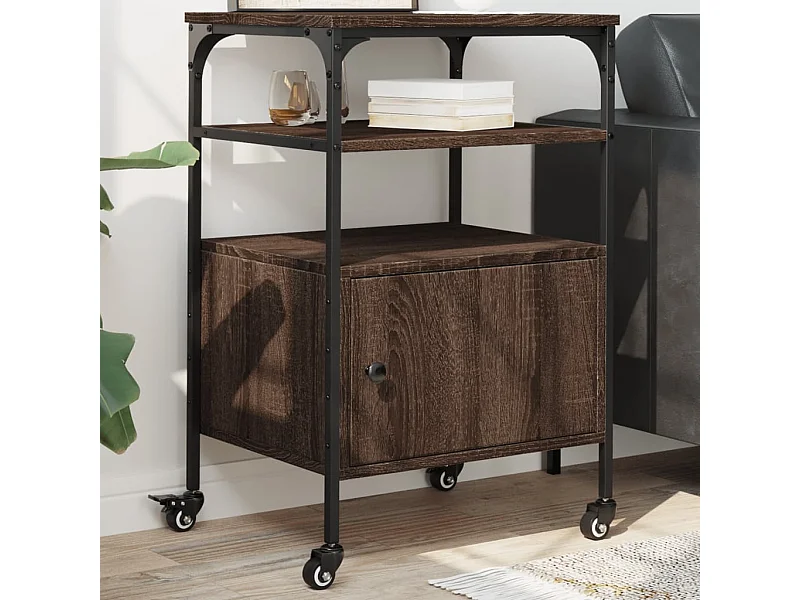 Soporte para impresora de 3 niveles roble marrón 50x40x76 cm