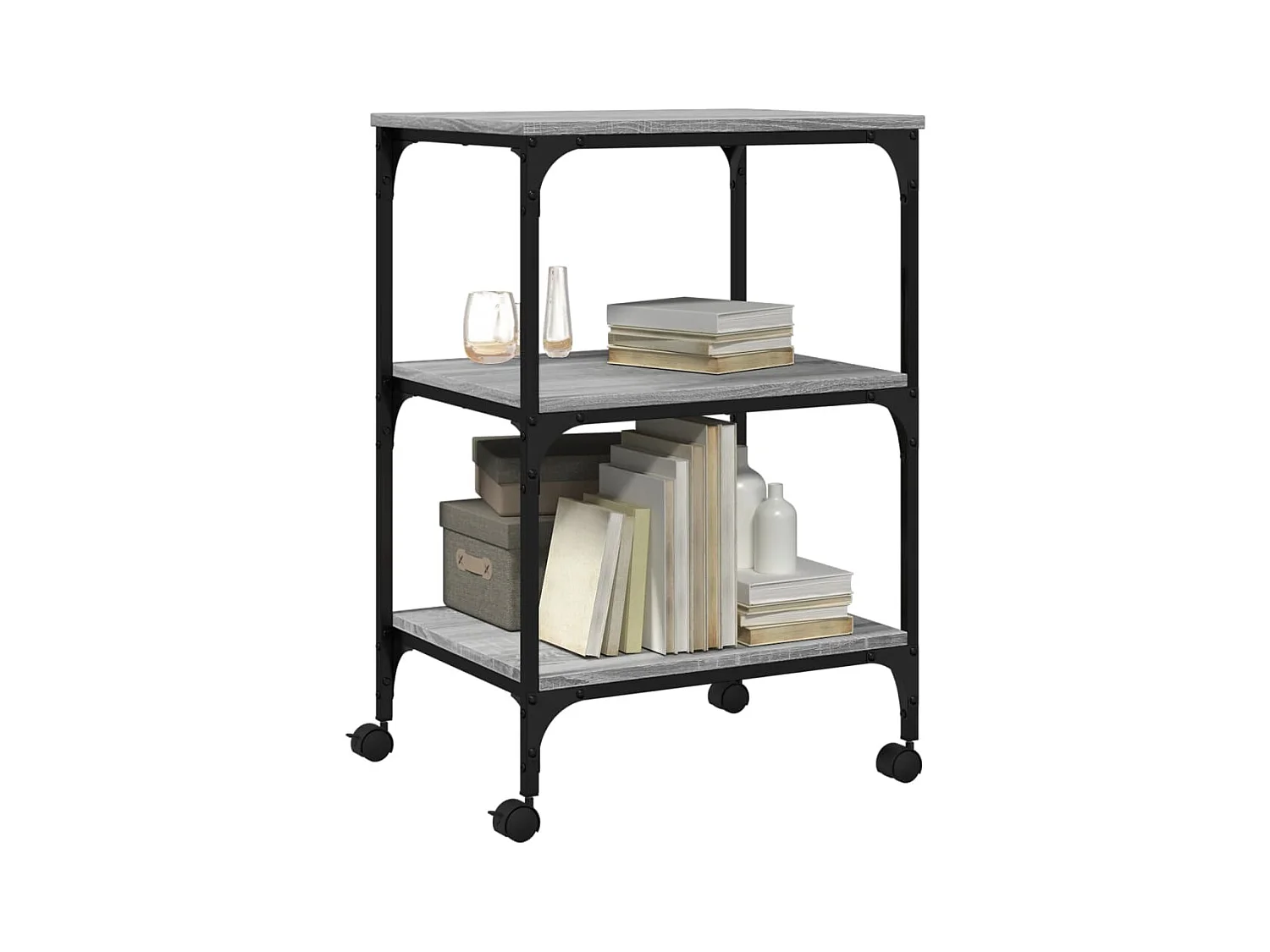 Soporte impresora 3 niveles sonoma gris 50x41x75 cm