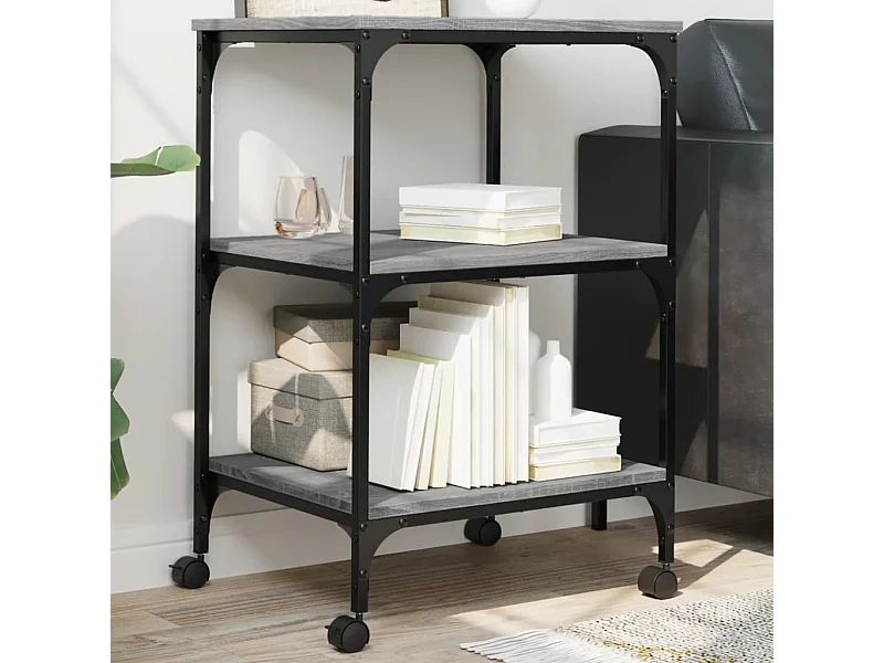 Supporto stampante a 3 livelli sonoma grigio 50x41x75 cm