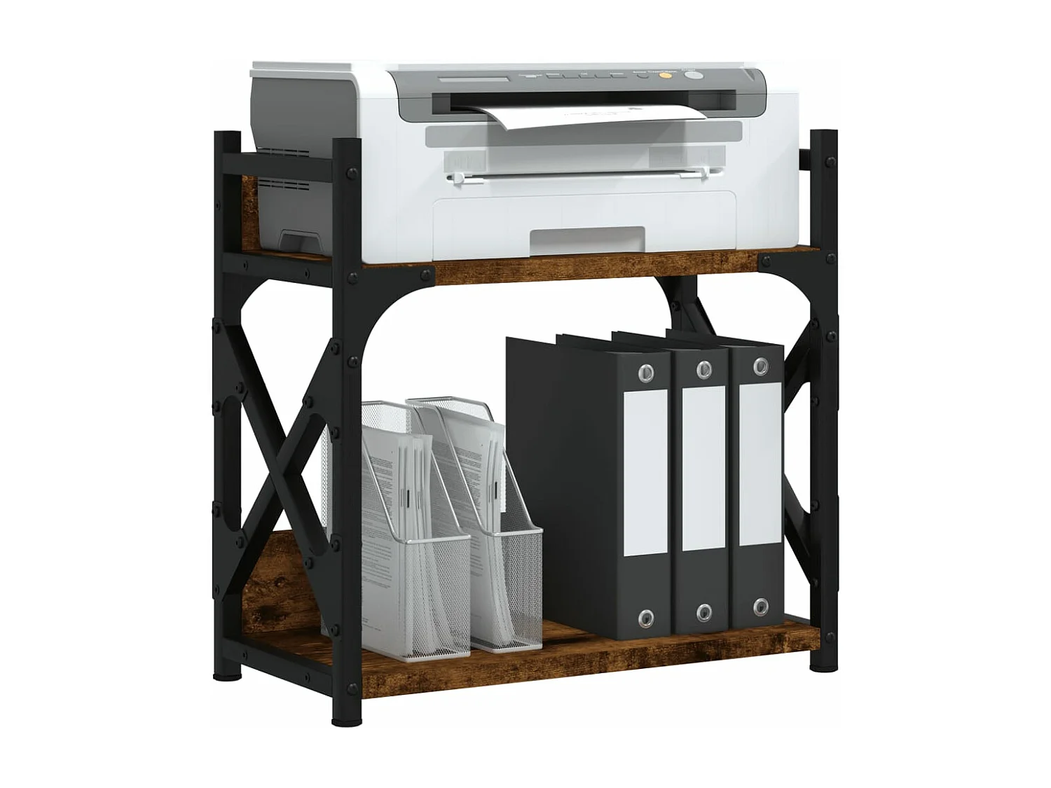 Support d'imprimante à 2 niveaux chêne fumé 40x20x40 cm