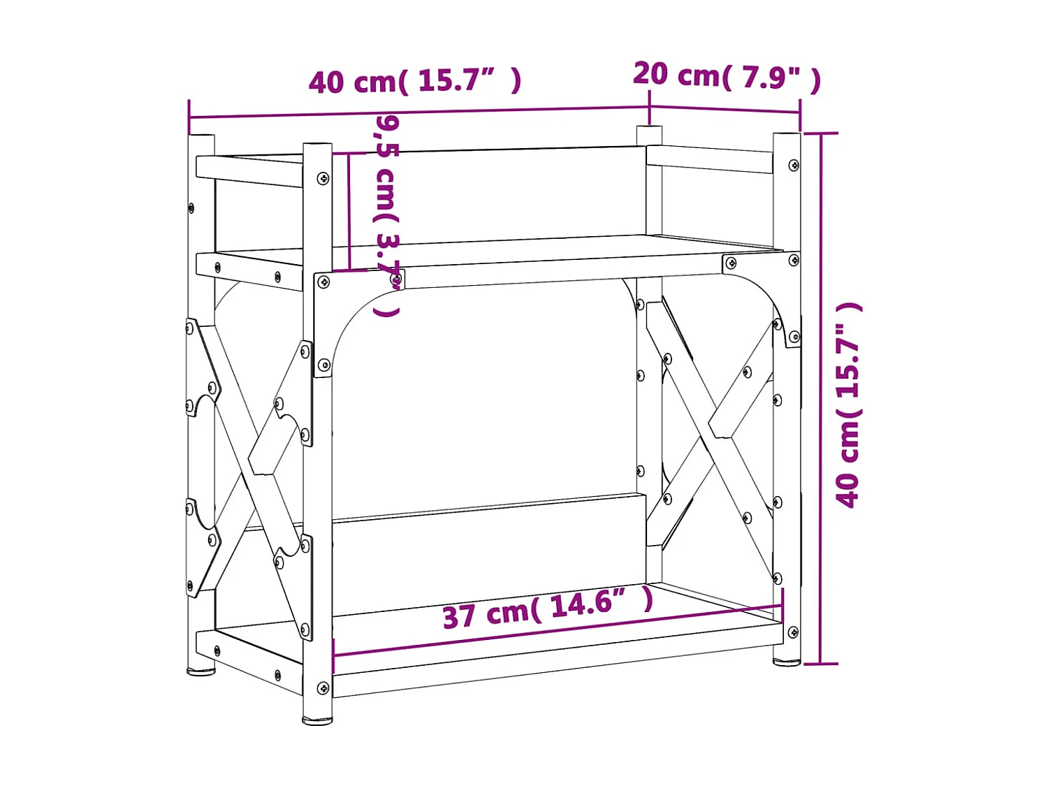 Support d'imprimante à 2 niveaux chêne fumé 40x20x40 cm
