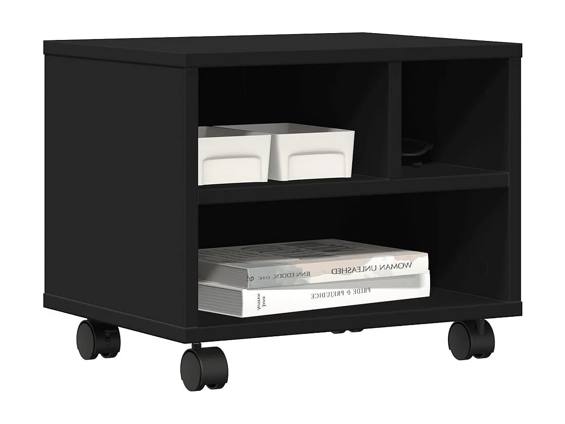 Supporto per stampante con ruote nero 41x32x34,5 cm