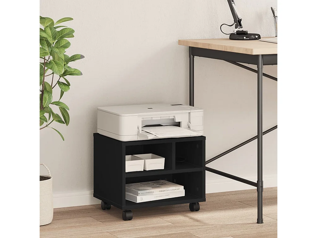 Support d'imprimante avec roulettes noir 41x32x34,5 cm