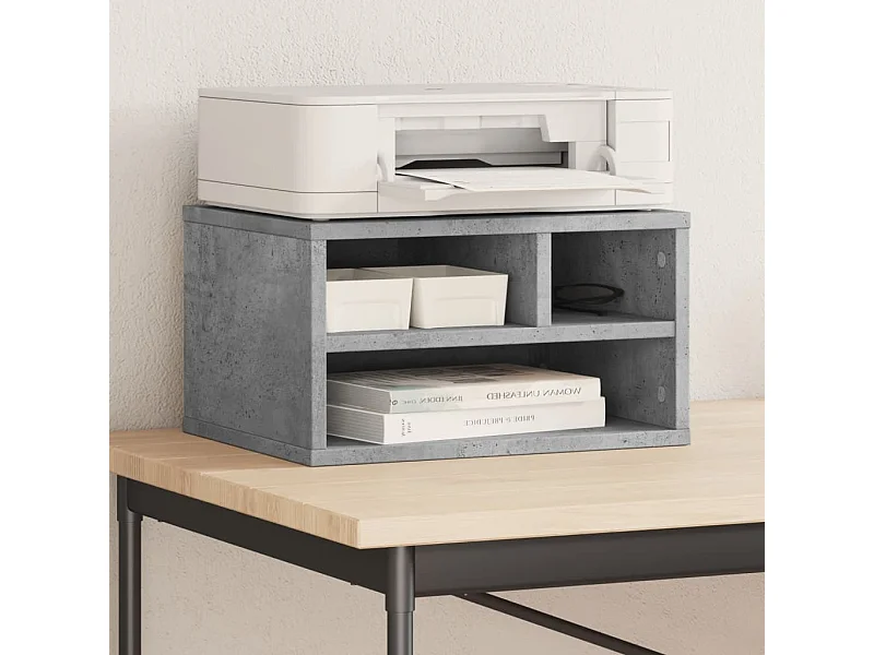 Support d'imprimante gris béton 40x32x22,5 cm bois d'ingénierie