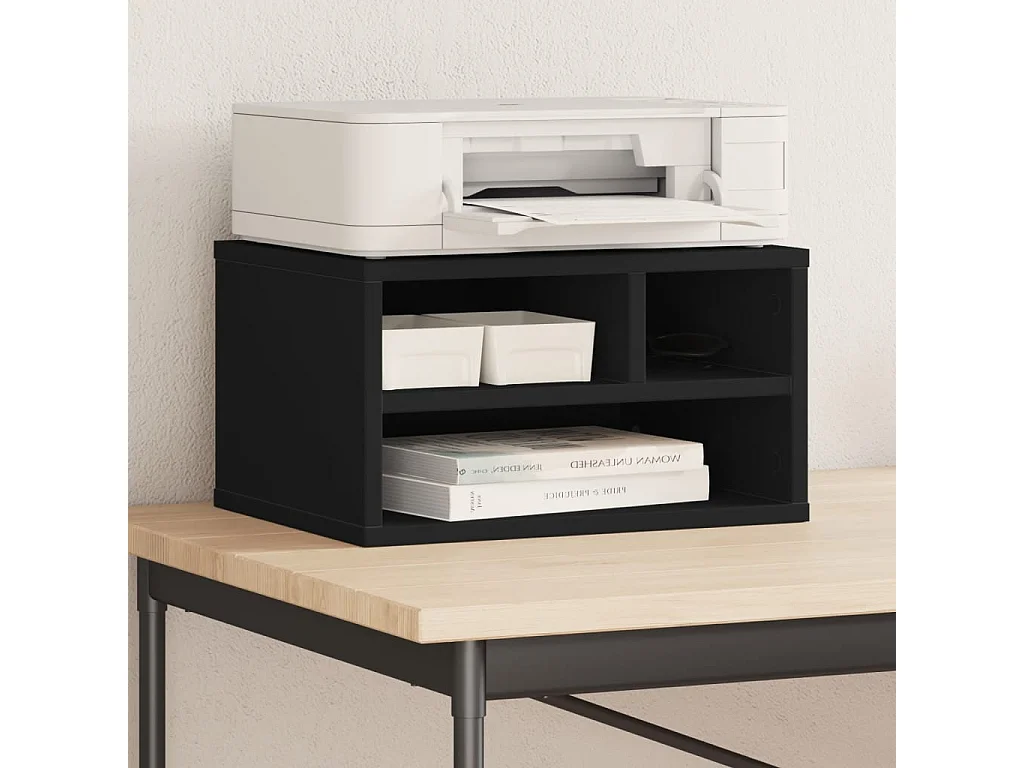 Schwarzer Druckerständer 40x32x22,5 cm aus Holzwerkstoff