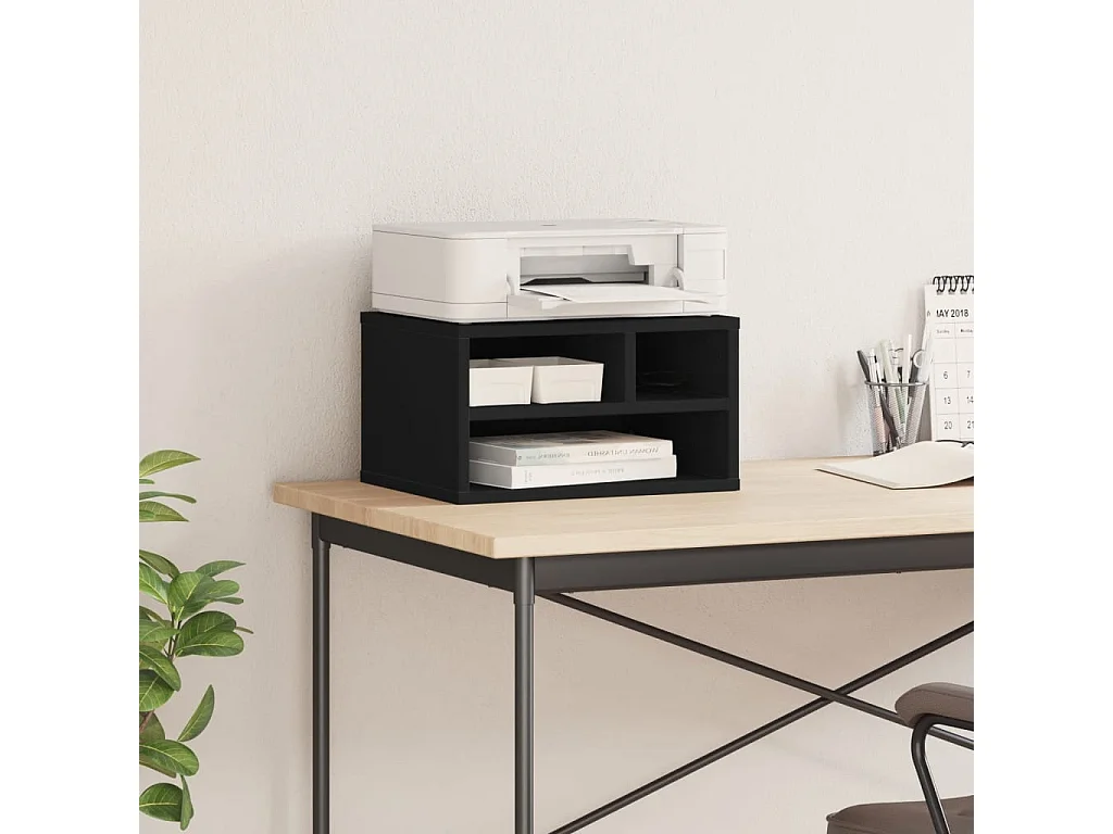 Schwarzer Druckerständer 40x32x22,5 cm aus Holzwerkstoff