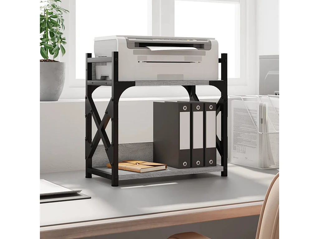 Soporte impresora 2 niveles Sonoma gris 40x20x40 cm