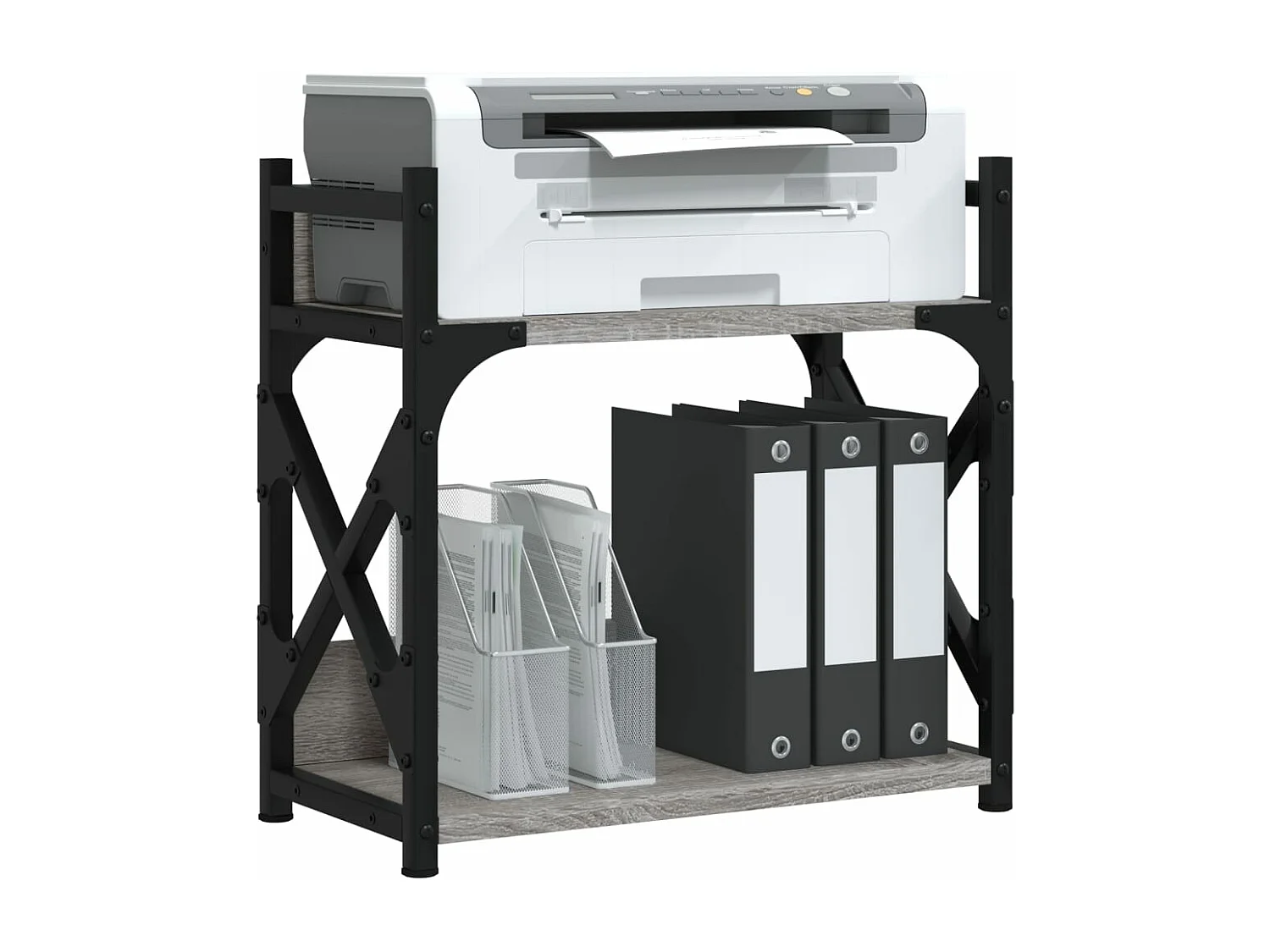 Soporte impresora 2 niveles Sonoma gris 40x20x40 cm