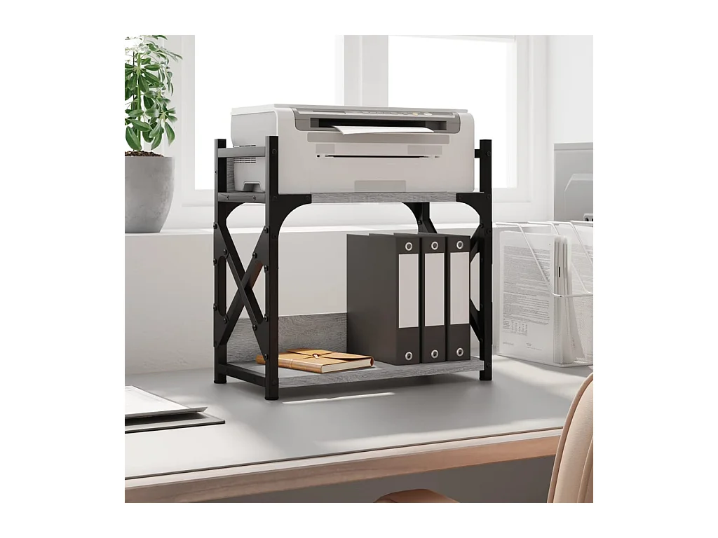 Supporto stampante a 2 livelli Sonoma grigio 40x20x40 cm