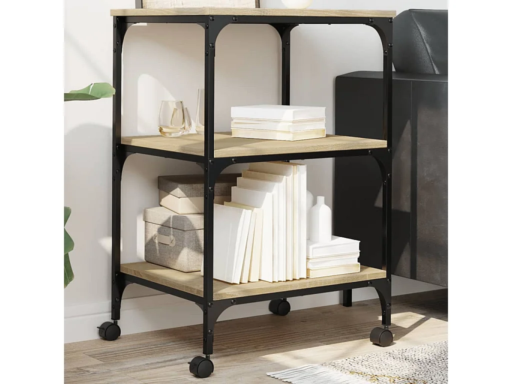 Supporto stampante a 3 livelli rovere Sonoma 50x41x75 cm