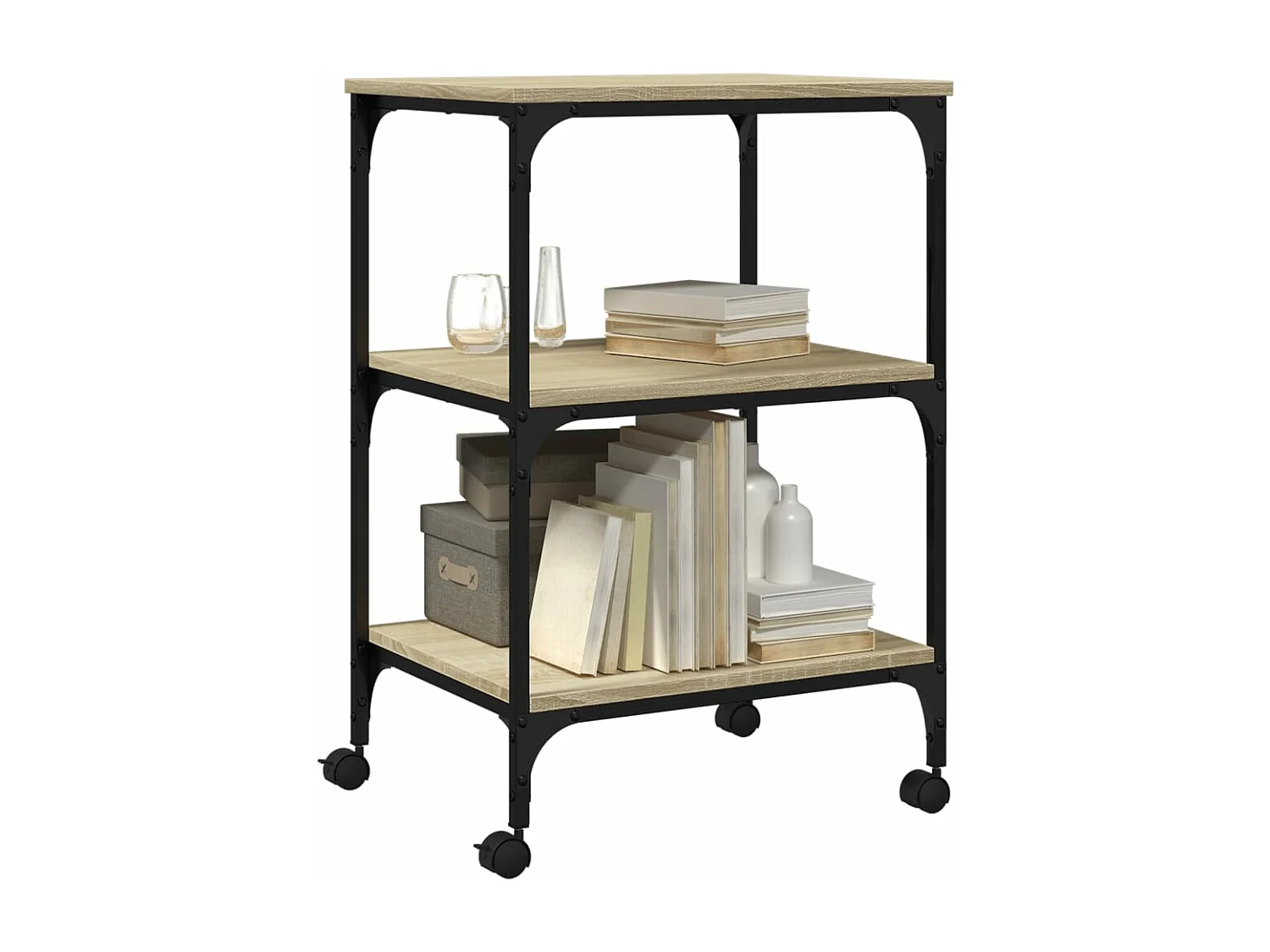 Supporto stampante a 3 livelli rovere Sonoma 50x41x75 cm