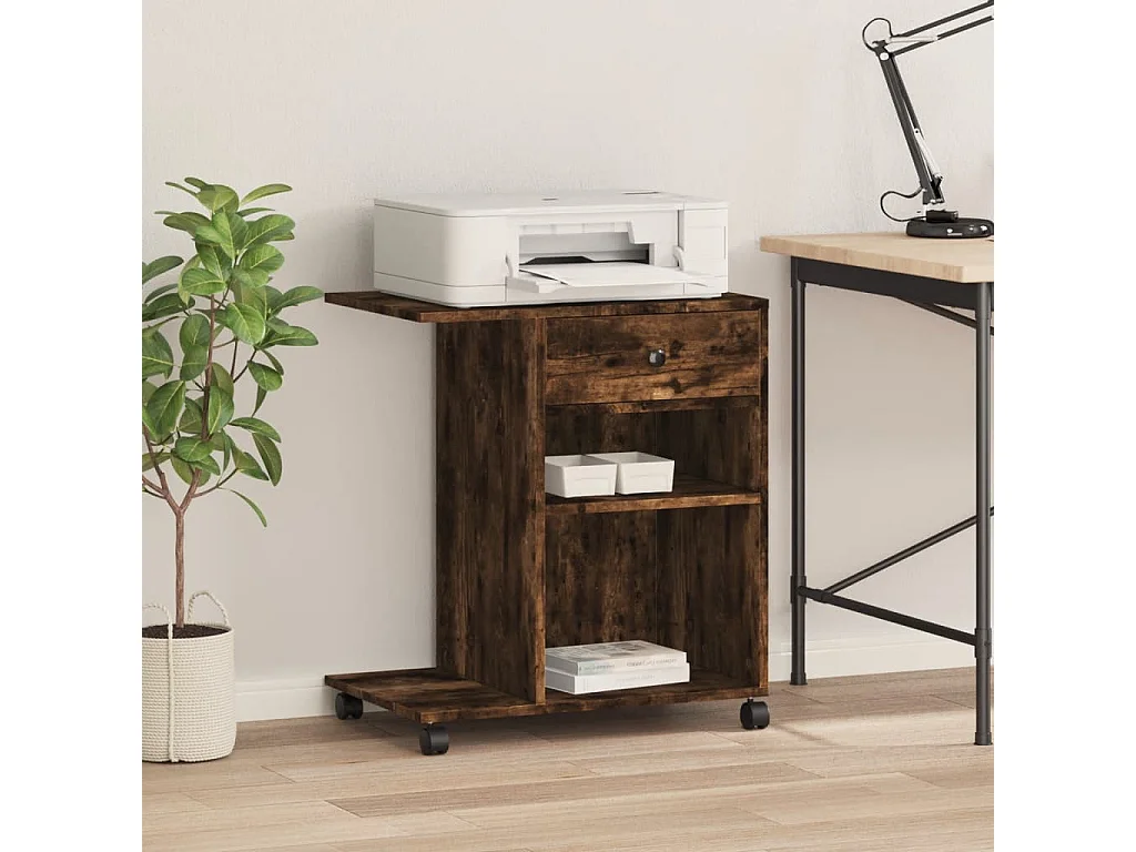 Support d'imprimante avec roulettes chêne fumé 60x40x68,5 cm