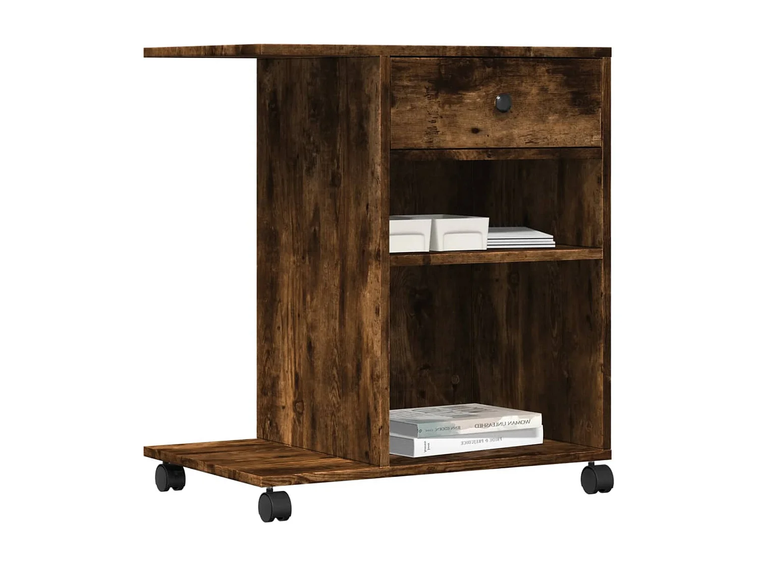 Support d'imprimante avec roulettes chêne fumé 60x40x68,5 cm