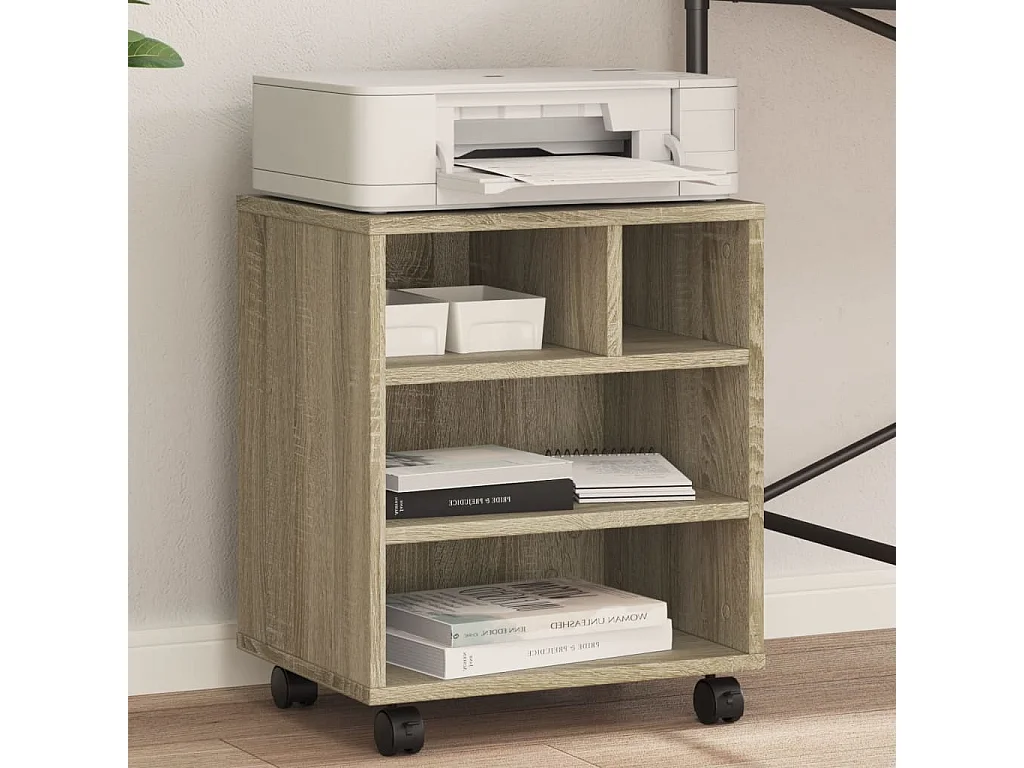 Soporte para impresora con ruedas roble sonoma 41x32x48 cm