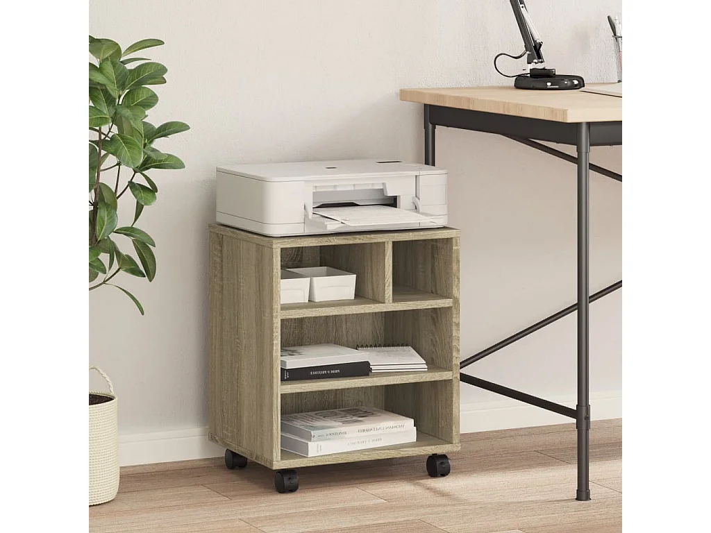 Soporte para impresora con ruedas roble sonoma 41x32x48 cm