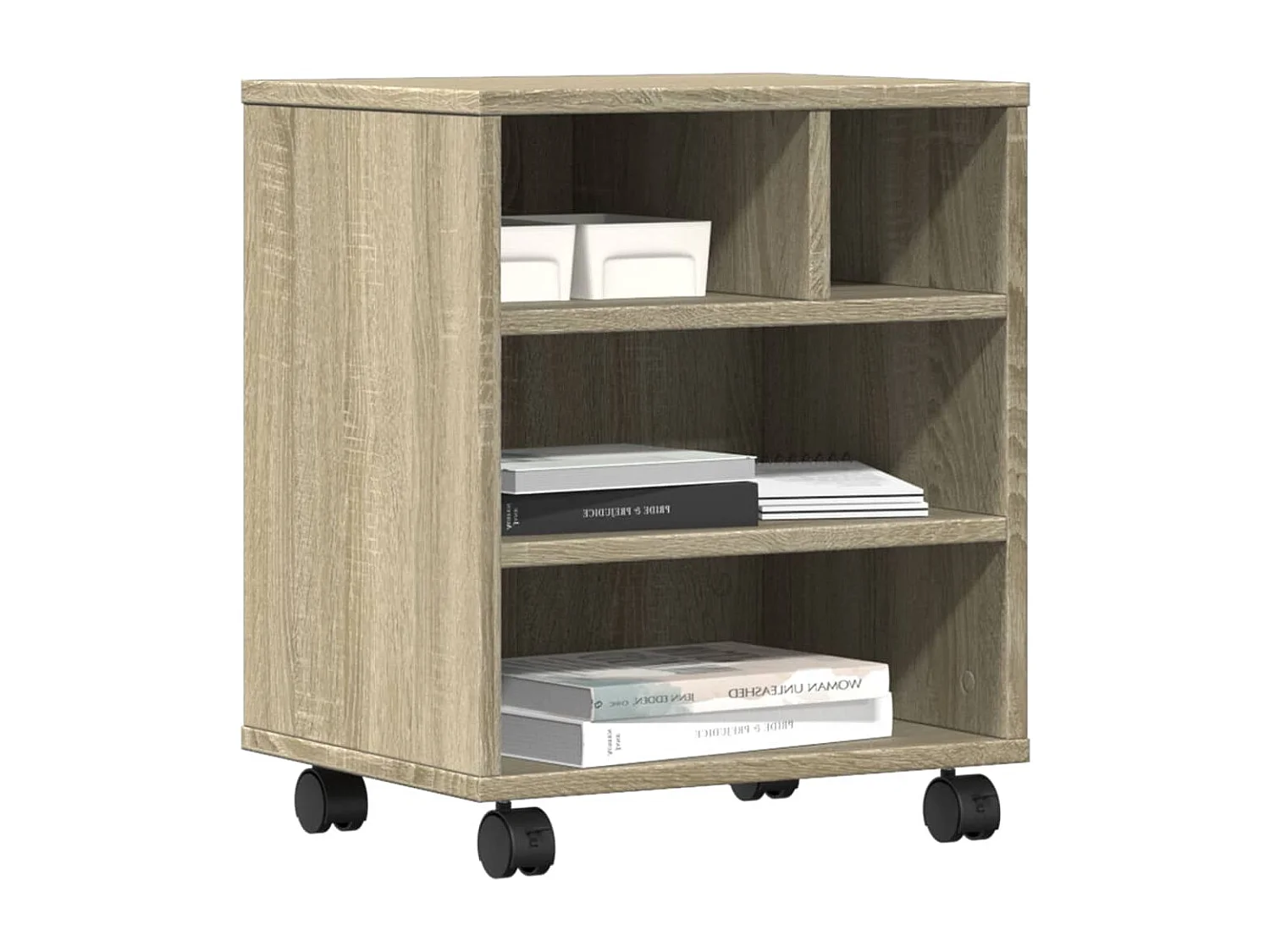 Soporte para impresora con ruedas roble sonoma 41x32x48 cm