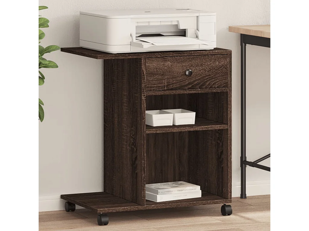 Support d'imprimante avec roulettes chêne marron 60x40x68,5 cm