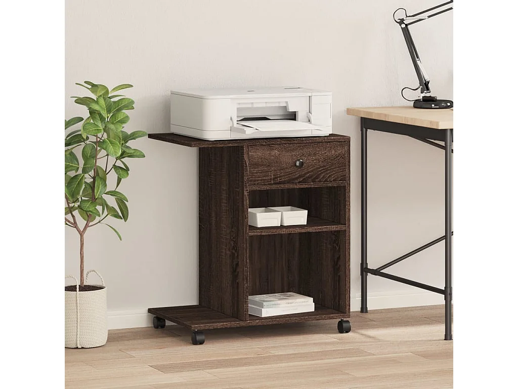 Support d'imprimante avec roulettes chêne marron 60x40x68,5 cm