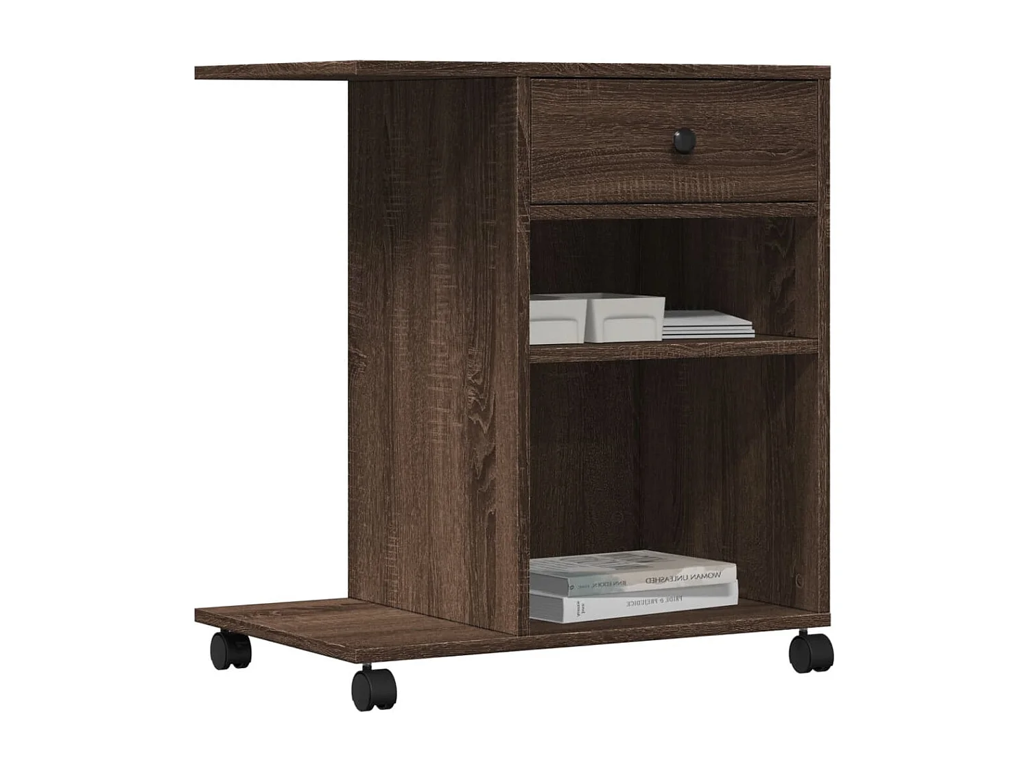 Support d'imprimante avec roulettes chêne marron 60x40x68,5 cm