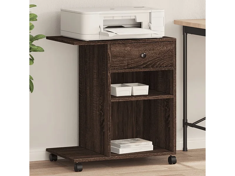 Support d'imprimante avec roulettes chêne marron 60x40x68,5 cm