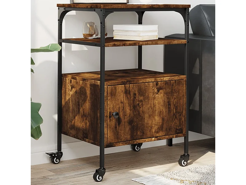 Suporte para impressora de 3 camadas carvalho fumê 50x40x76 cm