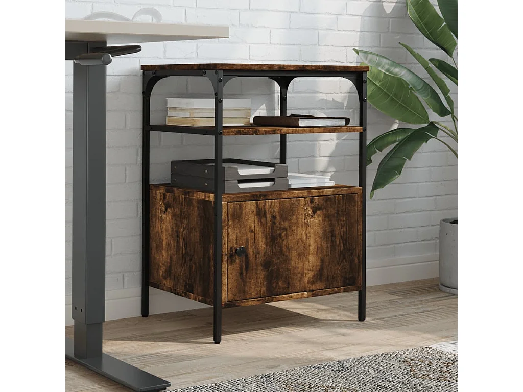 Support d'imprimante à 3 niveaux chêne fumé 50x40x76 cm