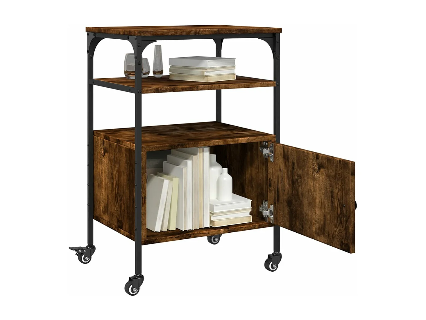 Support d'imprimante à 3 niveaux chêne fumé 50x40x76 cm