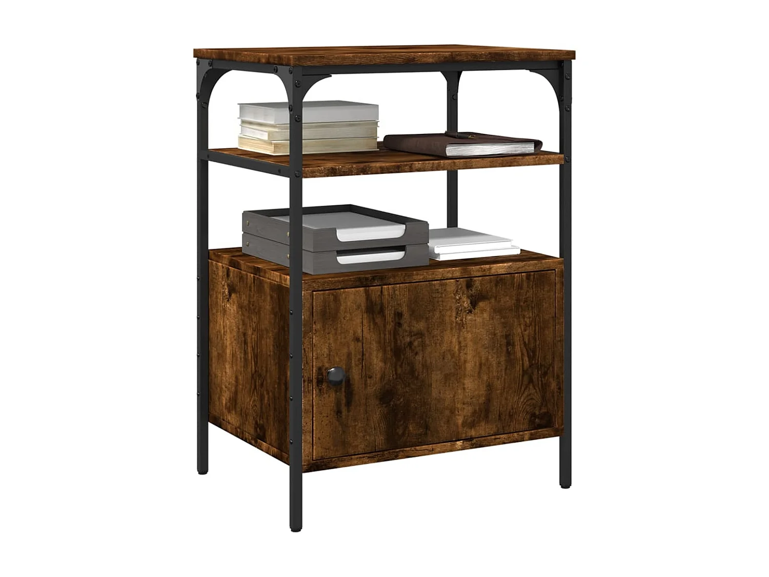 Support d'imprimante à 3 niveaux chêne fumé 50x40x76 cm