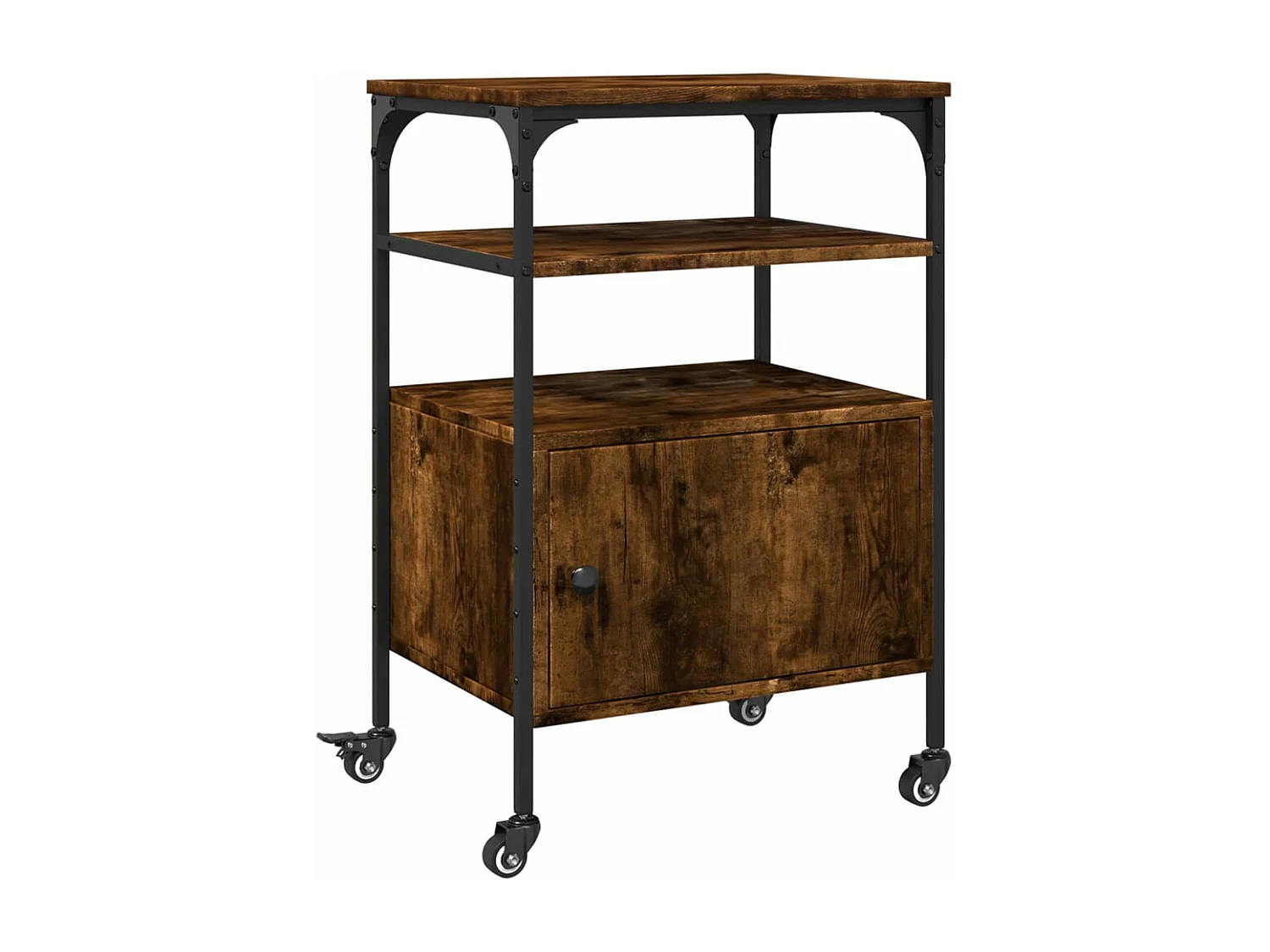 Support d'imprimante à 3 niveaux chêne fumé 50x40x76 cm