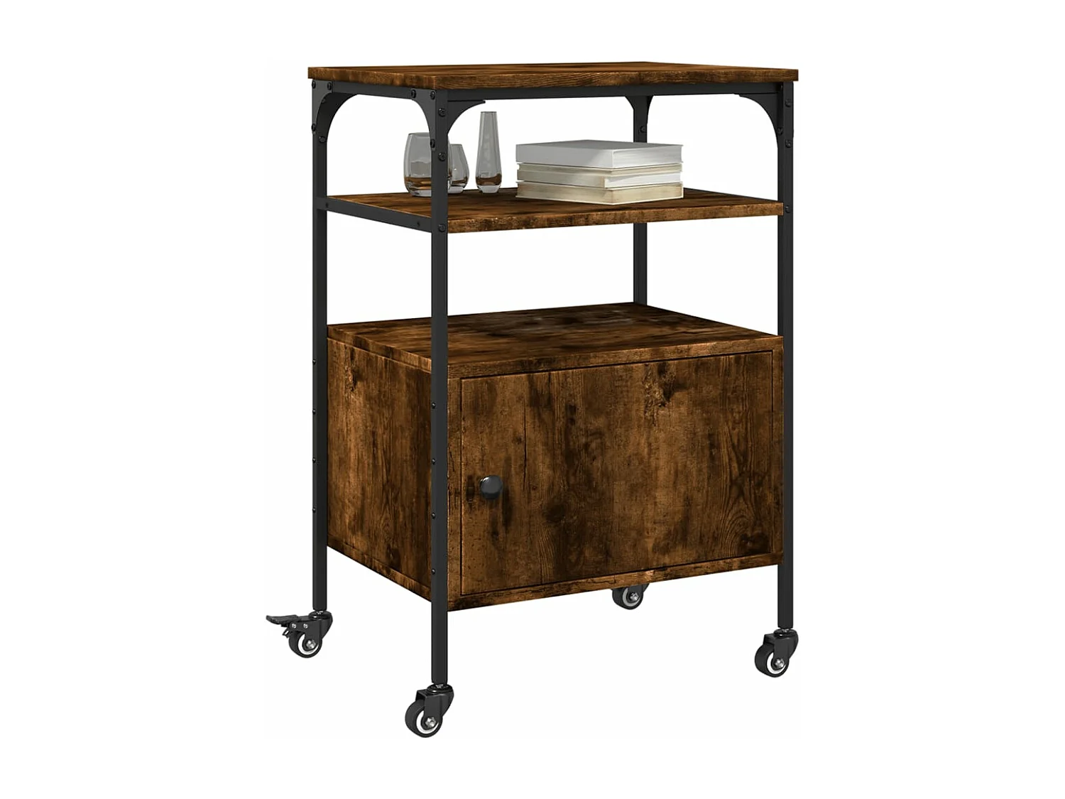 Support d'imprimante à 3 niveaux chêne fumé 50x40x76 cm