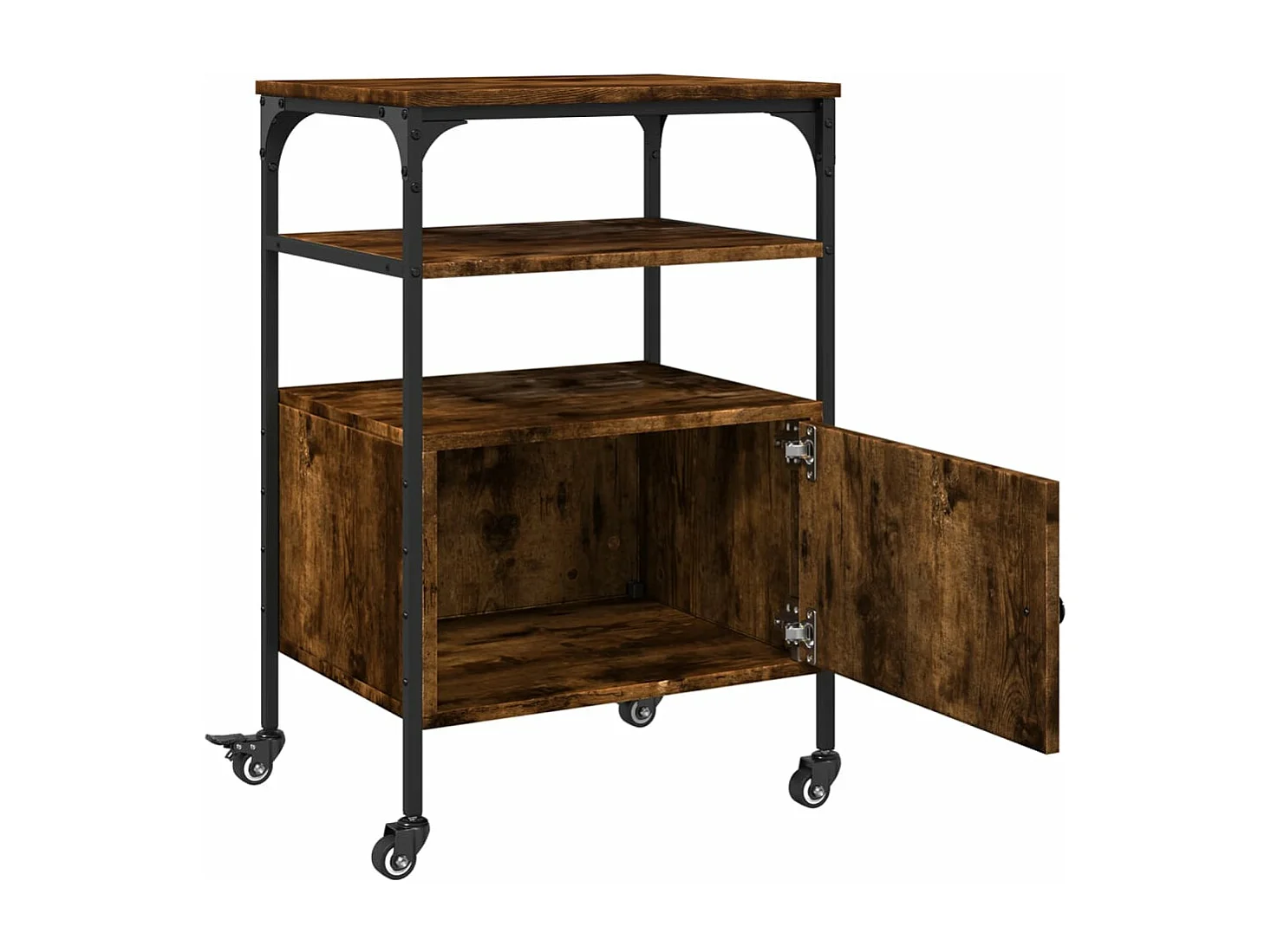 Support d'imprimante à 3 niveaux chêne fumé 50x40x76 cm