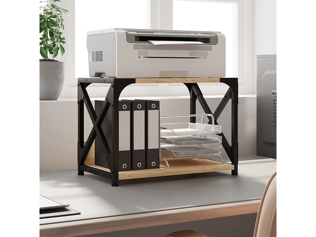 Soporte para impresora 2 niveles roble sonoma 44x26x31,5 cm