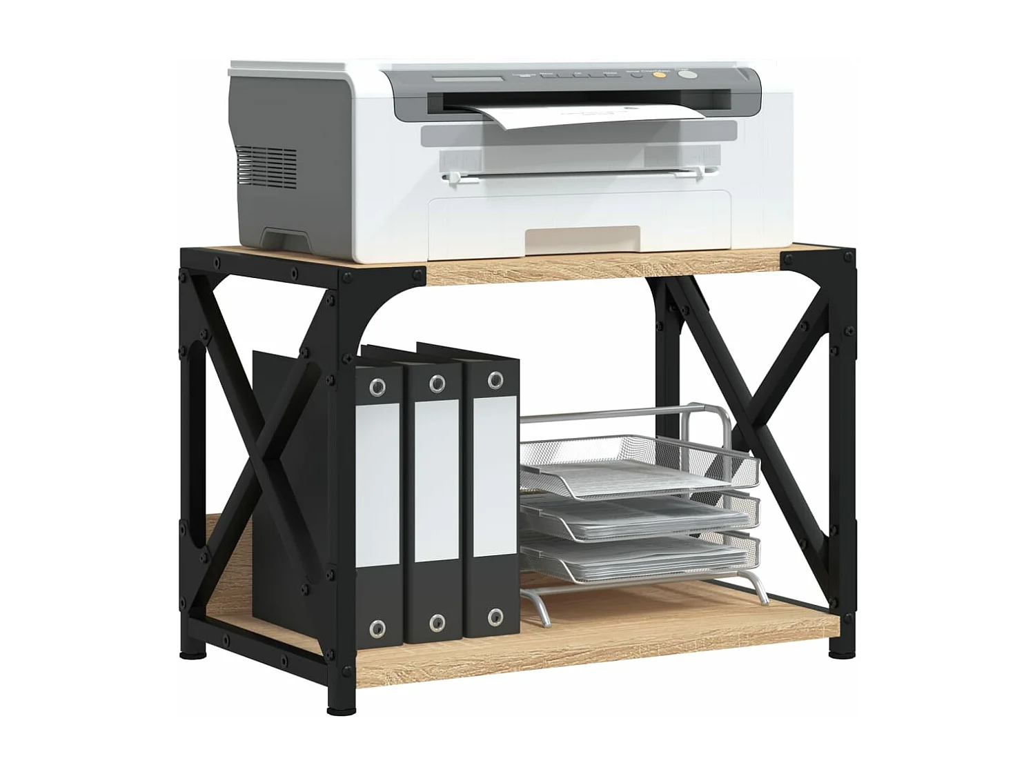 Soporte para impresora 2 niveles roble sonoma 44x26x31,5 cm