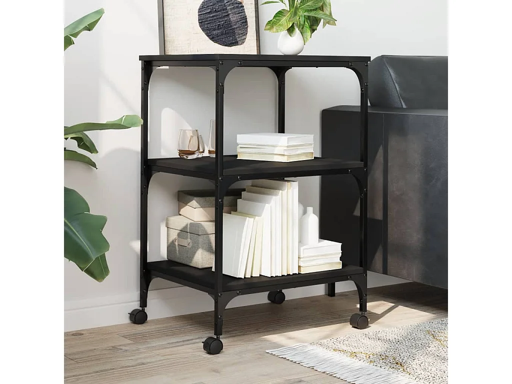 Druckerunterstützung 3 Ebenen schwarz 50x41x75 cm