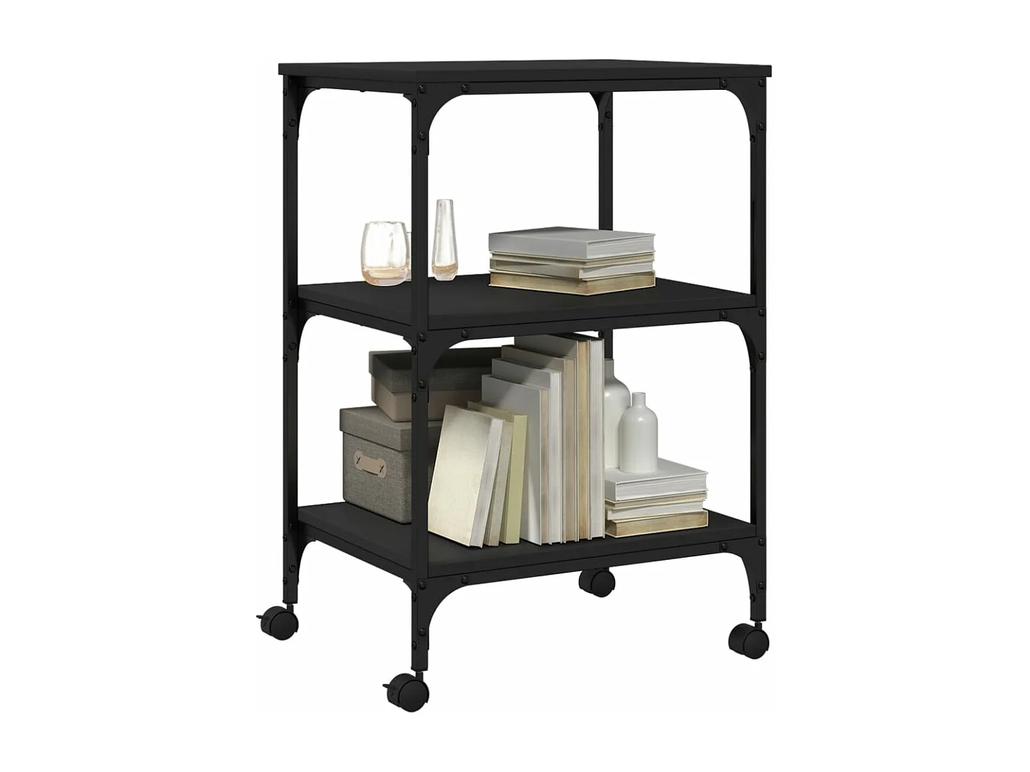 Druckerunterstützung 3 Ebenen schwarz 50x41x75 cm