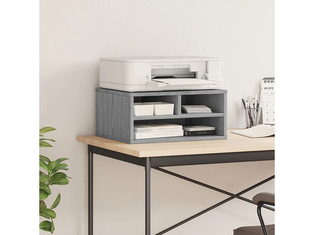 Soporte para impresora Sonoma gris 49x40x22,5cm madera contrachapada