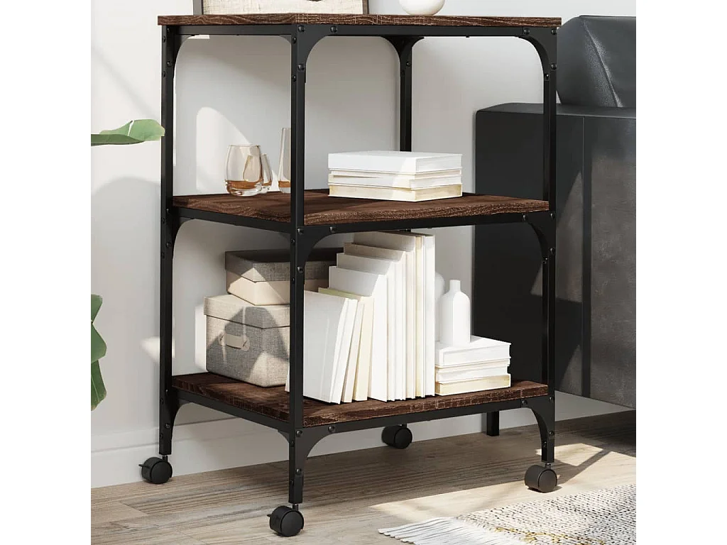 Suporte para impressora de 3 camadas carvalho marrom 50x41x75 cm