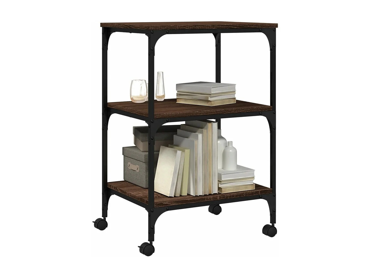 Suporte para impressora de 3 camadas carvalho marrom 50x41x75 cm