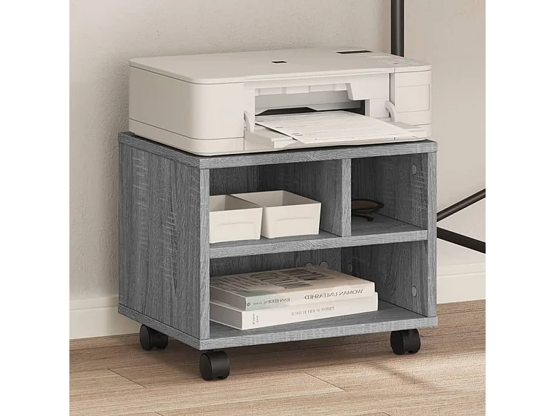 Support d'imprimante avec roulettes sonoma gris 41x32x34,5 cm