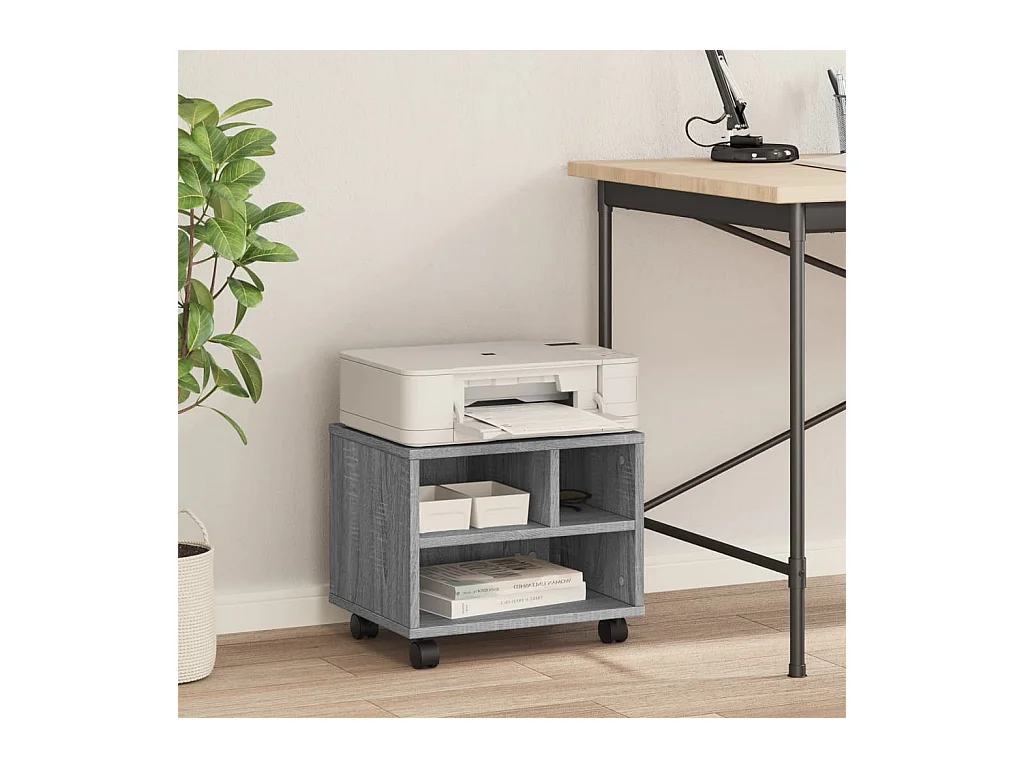 Printerstandaard met wielen sonoma grijs 41x32x34,5 cm